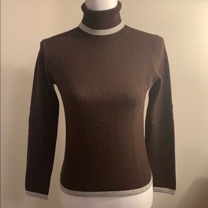 Wendy B Brown/Pale Blue 100% Cashmere Sweater PP